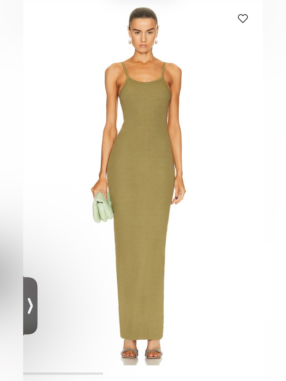 Eterne Olive Green Ribbed Cotton Bodycon Fitted Sleeveless Dress - xs